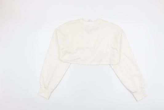 Zara Women's White Pullover Sweatshirt, Size L, Casual Knit