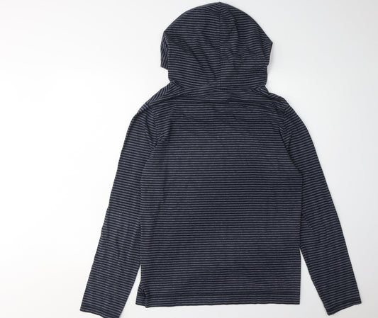 Hollister Men's Blue Striped Hoodie, Size S, Pullover Style