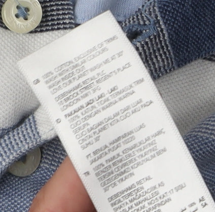 Maine New England Men's Blue Striped Polo 2XL Short Sleeve