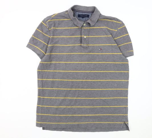 Tommy Hilfiger Men's Grey Striped Polo M