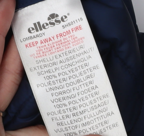 Ellesse Men's Blue Puffer Jacket L Hooded Zip Casual
