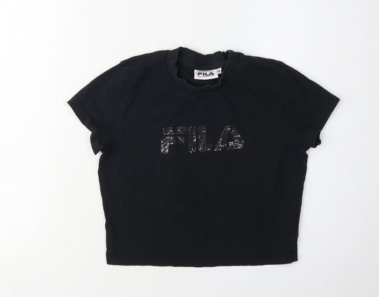 Fila Women's Black XS Basic T-Shirt with Rhinestones