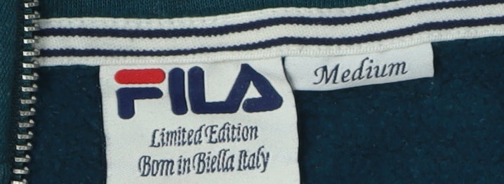 Fila Green Medium Unisex 1/4 Zip Logo Henley Sweatshirt