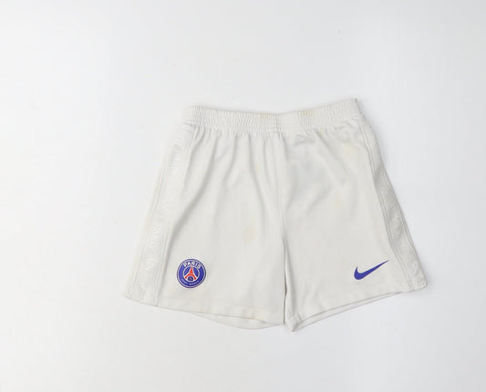 Nike Boys White Football Shorts M - Athletic Comfort Polyester