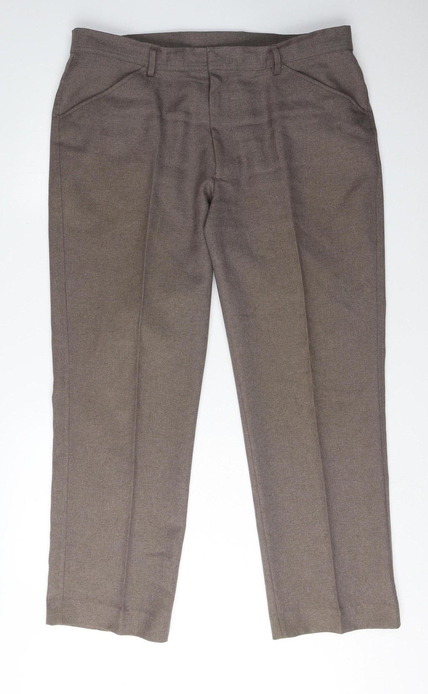 Farah Men's Brown Straight Trousers 38 Regular