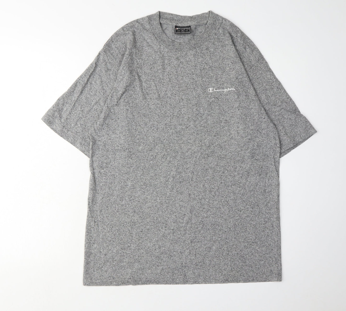 Champion Men's Grey Medium Crew Neck T-Shirt, Logo Accent