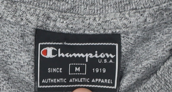 Champion Men's Grey Medium Crew Neck T-Shirt, Logo Accent