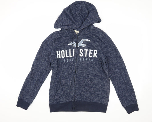 Hollister Men's Blue Hooded Basic Jacket, Size S