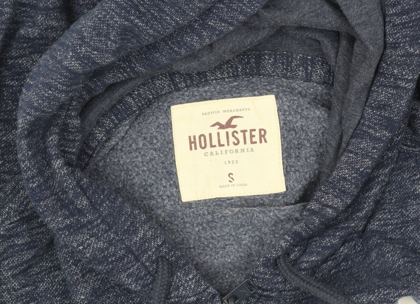 Hollister Men's Blue Hooded Basic Jacket, Size S