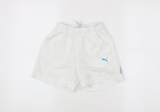 Puma Boys' White Athletic Shorts, Size 8, Quick Dry Activewear