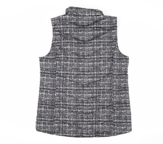 Lands' End Women's Black Check Puffer Waistcoat, L Tall