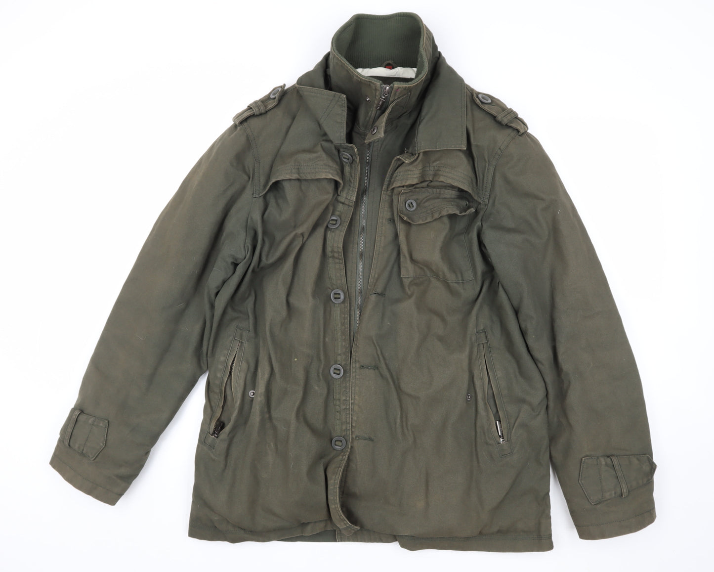 Feraud Men's Green Military Jacket, 2XL, Autumn