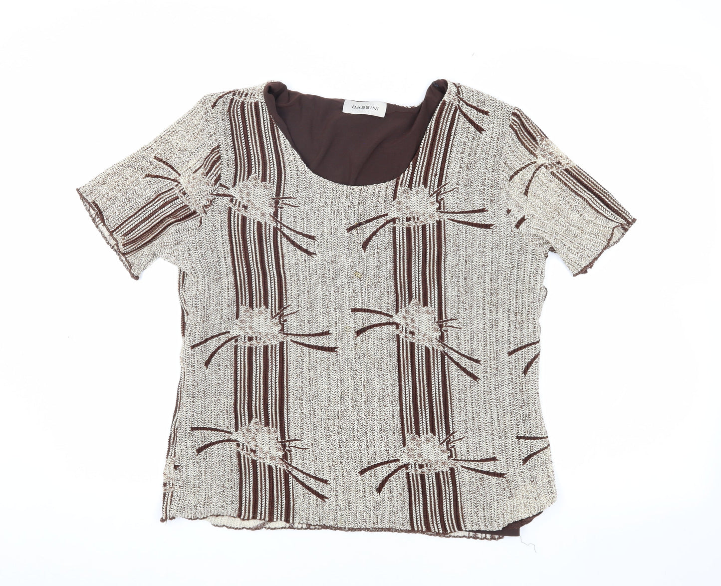 Bassini Women's Brown Geometric Knit Top XL