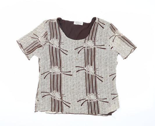 Womens UK Size XL BASSINI Brown Polyester Blend T-Shirt