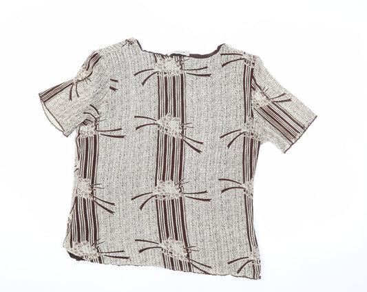Bassini Women's Brown Geometric Knit Top XL
