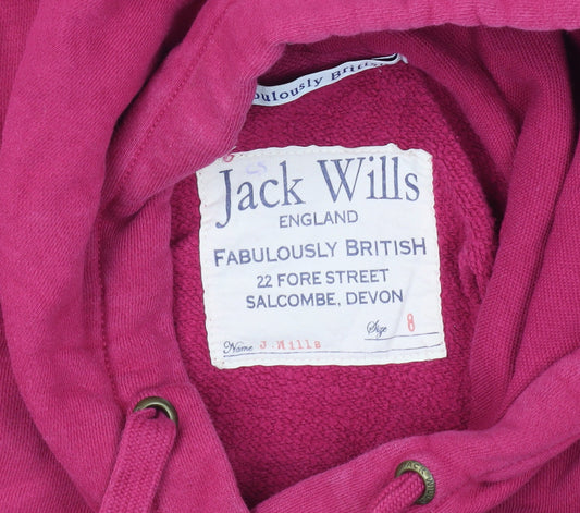Jack Wills Women's Pink Pullover Hoodie Size 8