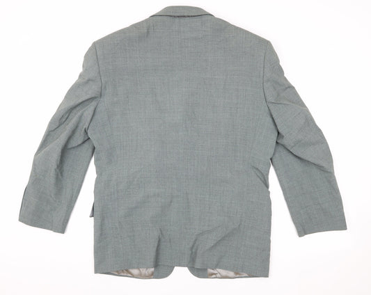 David Moss Men's Grey Blazer 40 Short Single-Breasted