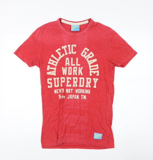 Mens UK Size S Superdry Red Cotton Blend T-Shirt