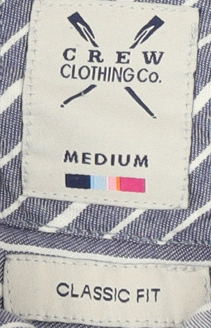 Crew Clothing Co. Men's Blue Medium Striped Dress Shirt