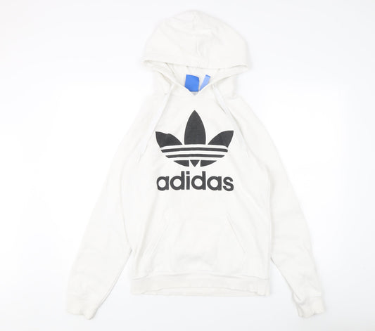 Additional front view of Adidas Men's XS White Pullover Hoodie with Logo