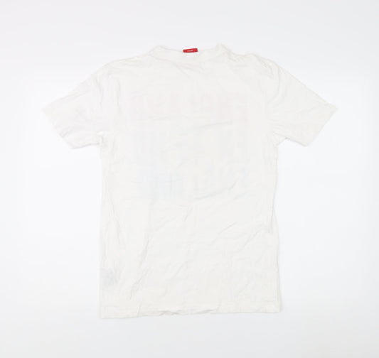 England Men's White Sports T-Shirt, Size S, Cotton