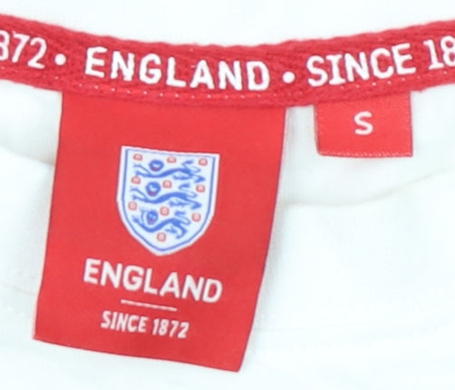 England Men's White Sports T-Shirt, Size S, Cotton