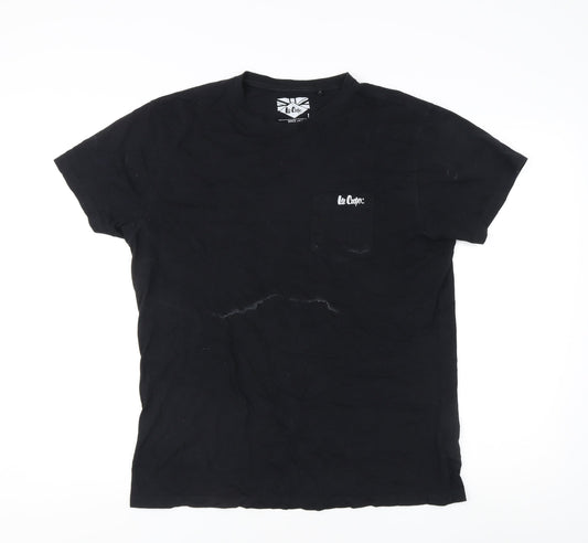 Additional front view of Lee Cooper Men's Black Slim Fit Crew T-Shirt -, size L