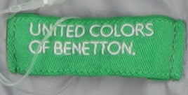 Brand and care label for Benetton girls’ grey faux fur hooded puffer jacket 6-7 years