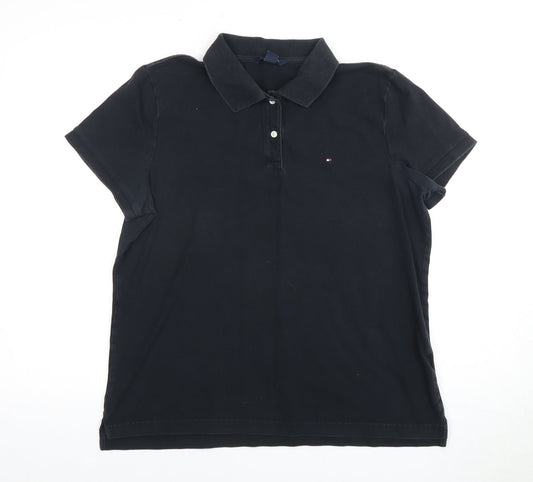 Tommy Hilfiger Women's Black Polo Shirt XL