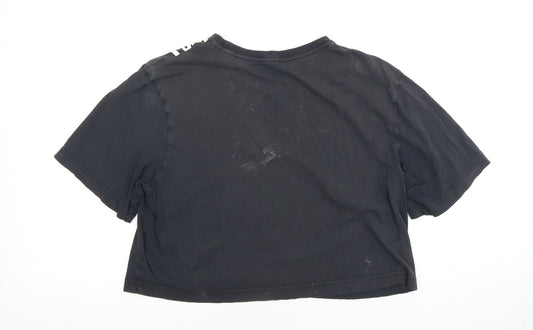 Adidas Women's Black Cropped T-Shirt, Size S