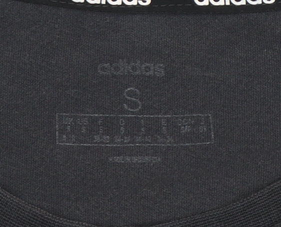 Adidas Women's Black Cropped T-Shirt, Size S