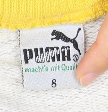 Puma Unisex Yellow Grey Pullover Sweatshirt, Size 8