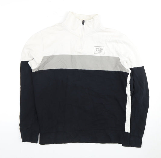 Mens UK S JACK & JONES Multicoloured 1/4 Zip Hoodie