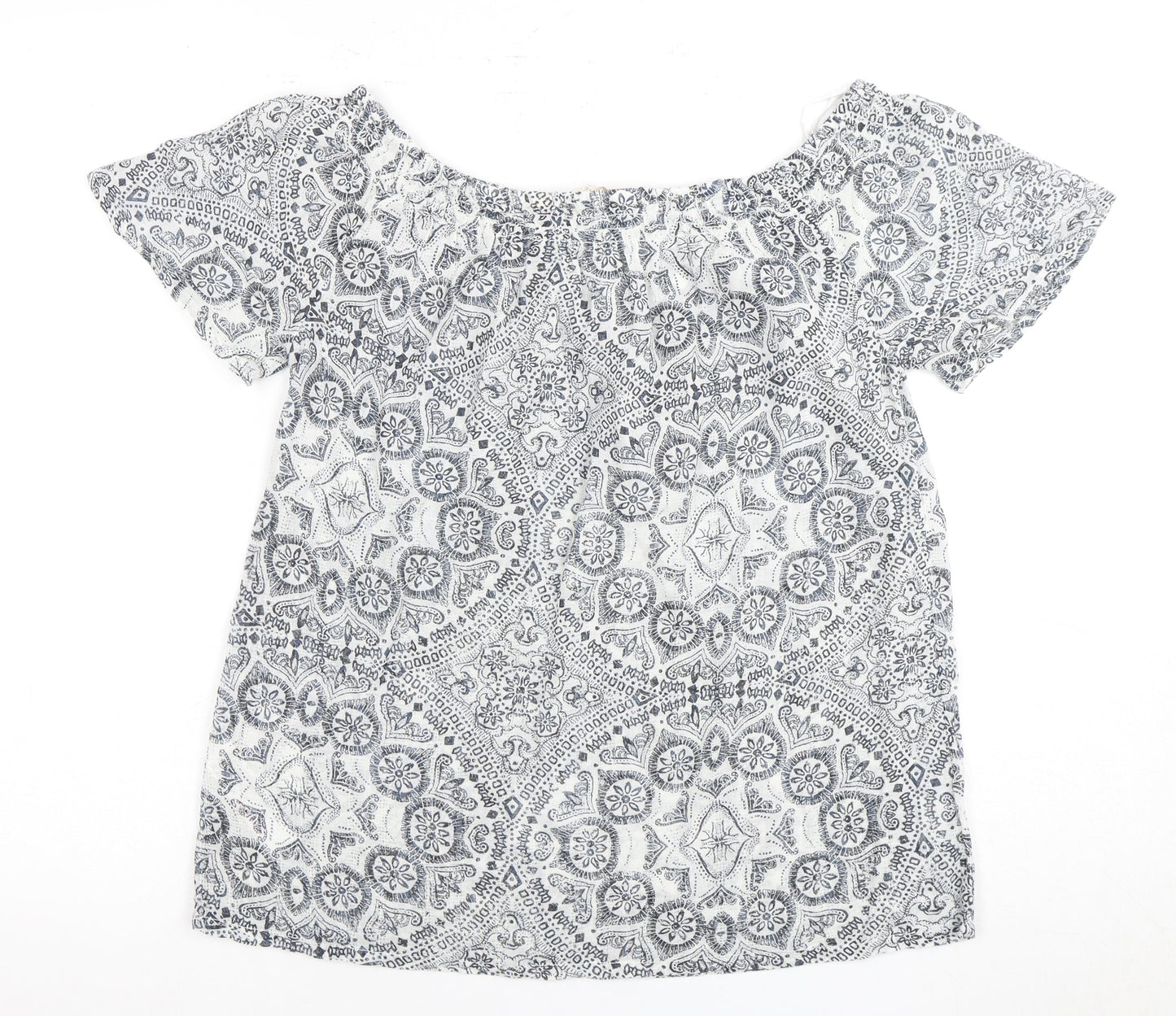 Fat Face Women's Off-Shoulder White Geometric Top