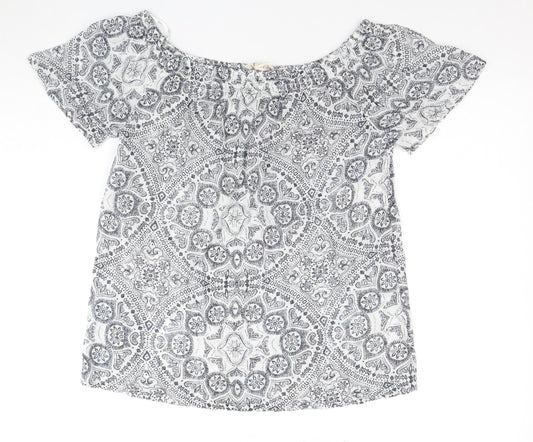 Fat Face Women's Off-Shoulder White Geometric Top