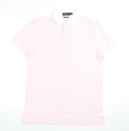 Ralph Lauren Men's Pink Striped Slim Polo M
