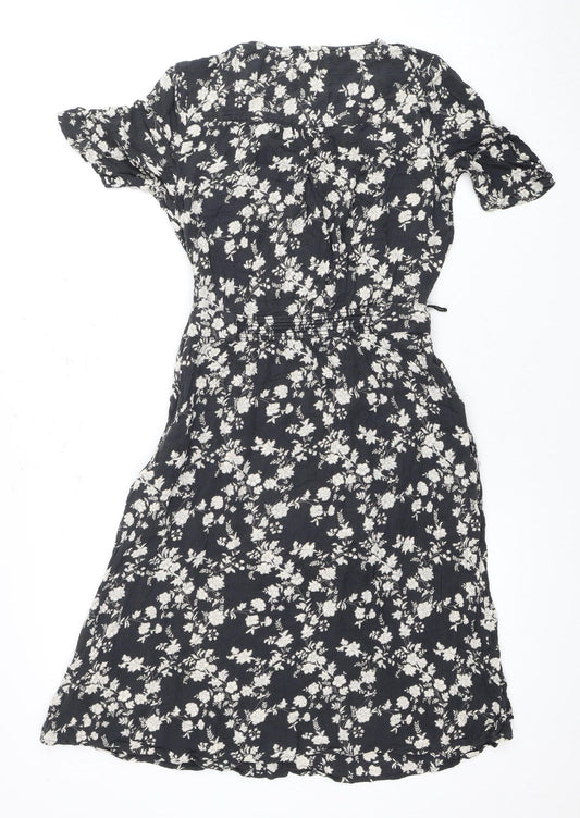 Fat Face Women's Black Floral Dress 8 Viscose