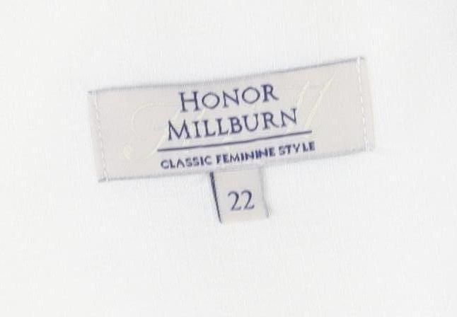 Close-up detail of Honor Millburn Women's White Button-Up Top, size 22