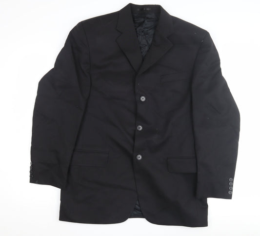 Moss Bros Men's Black Wool Blazer, Size 40R, Formal