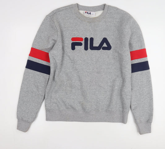 FILA Men's Grey Logo Sweatshirt M Classic Pullover