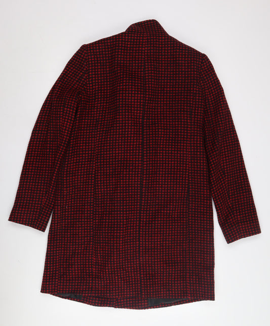 Debenhams Women's Red Checked Pea Coat Size 10