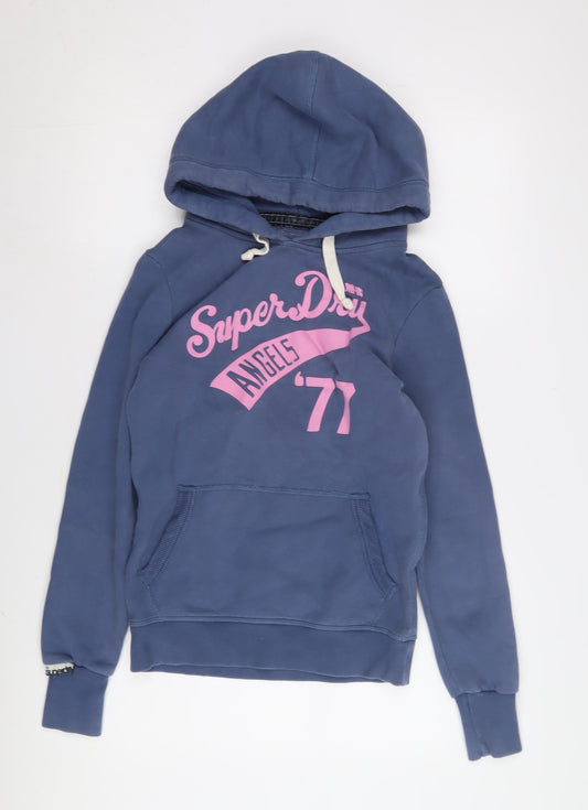 Womens UK S Regular Superdry Blue Pullover Hoodie