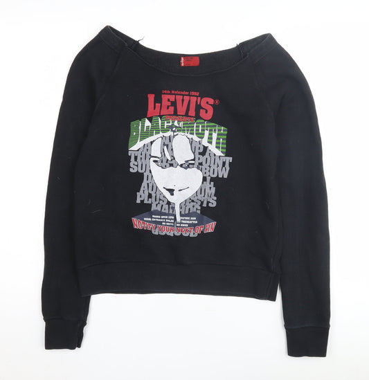 Levi's Women Black S Sweatshirt Boat Neck