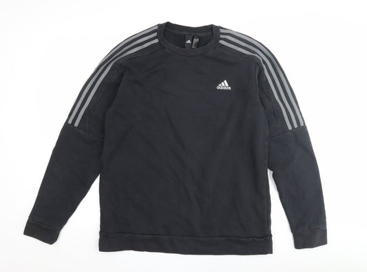 Additional front view of Adidas Men's Black Pullover Sweatshirt, Logo, size M