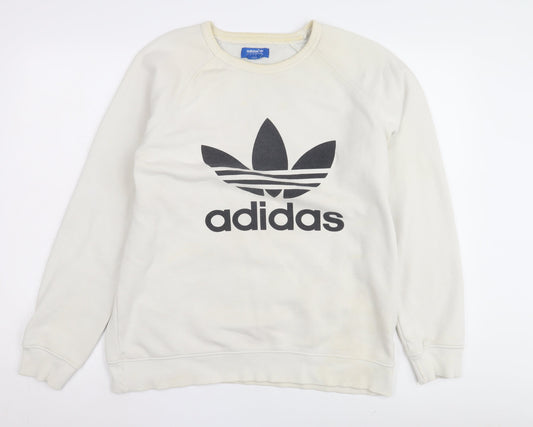 Adidas Men's Ivory Pullover Sweatshirt L Logo