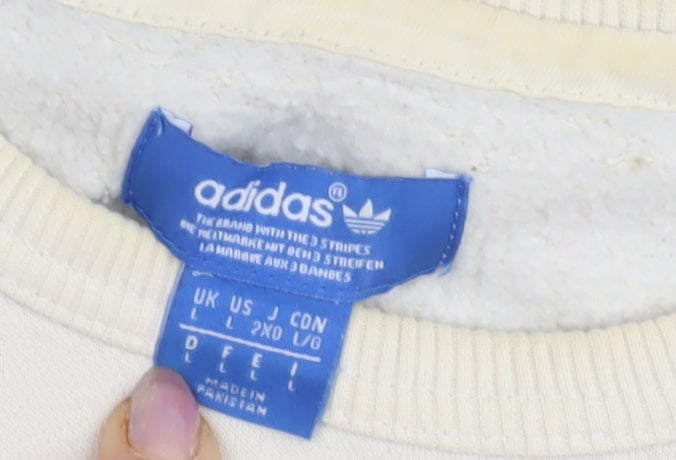 Adidas Men's Ivory Pullover Sweatshirt L Logo