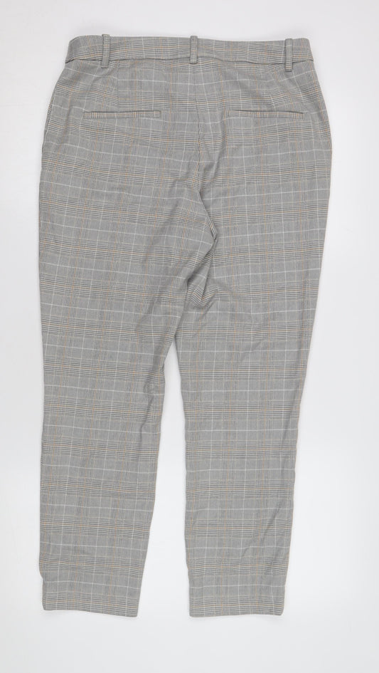 H&M Women's Grey Check Trousers Size 12 Workwear