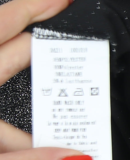 Brand and care label for AX Women's Silver Halter Sheath Mini Party Dress