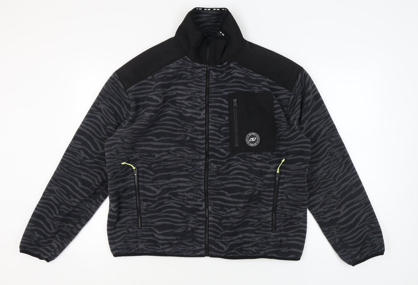 DKNY Women's Black Animal Print Puffer Jacket XL