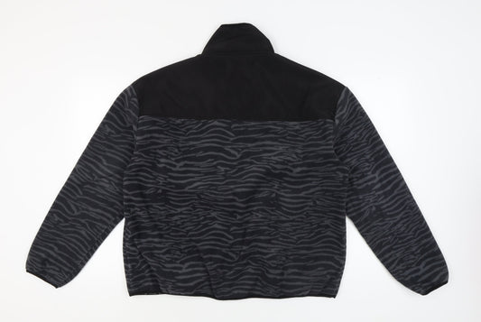 DKNY Women's Black Animal Print Puffer Jacket XL